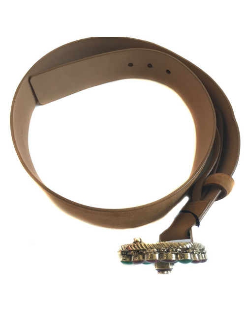 CHANEL byzantine buckle belt in beige suede leather size 80EU