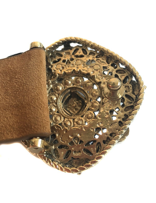 CHANEL byzantine buckle belt in beige suede leather size 80EU