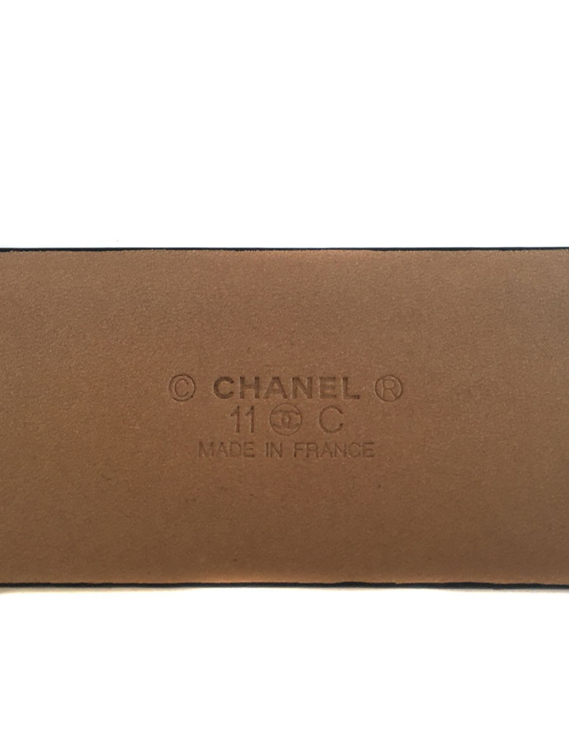 Ceinture CHANEL T 80 boucle bijou ivoire, gris et noir