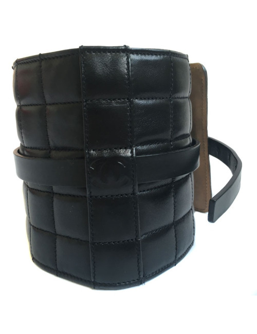 Ceinture large CHANEL cuir matelassé noir