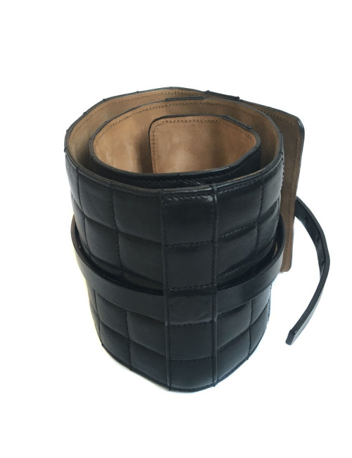 Ceinture large CHANEL cuir matelassé noir