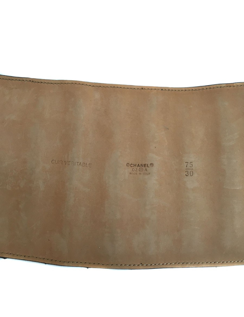 Ceinture large CHANEL cuir matelassé noir