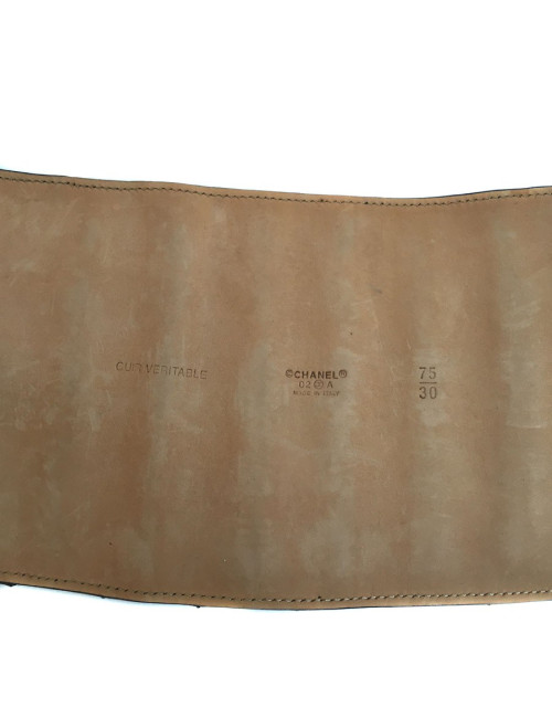 Ceinture large CHANEL cuir matelassé noir