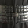 CHANEL black quilted leather belt