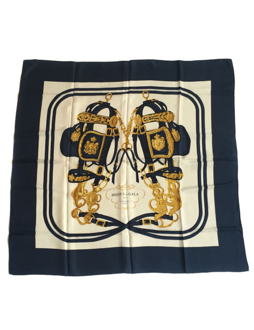 AUCTION square "Brides de Gala" in silk blue white