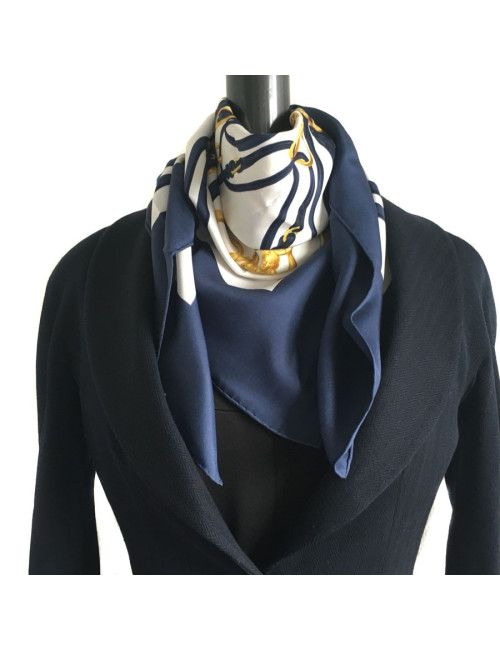 AUCTION square "Brides de Gala" in silk blue white