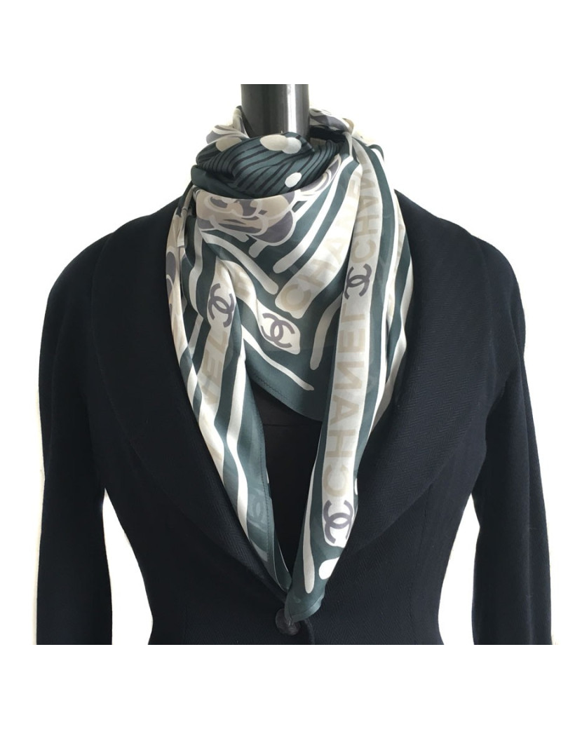 Square CHANEL anthracite silk