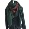 CHANEL scarf silk and cashmere green and red brick
