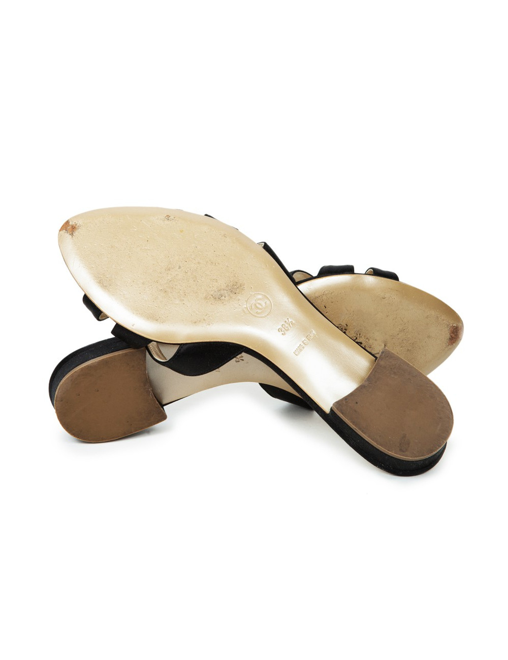 Mules Couture CHANEL  T 38.5 satin de soie noir