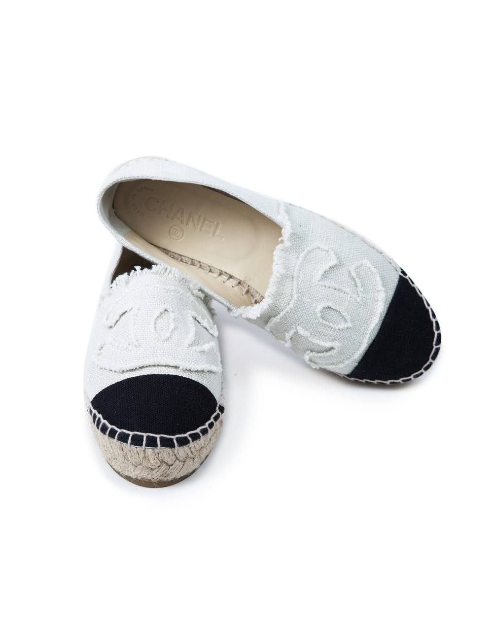 Espadrilles CHANEL T 35 toile bicolore