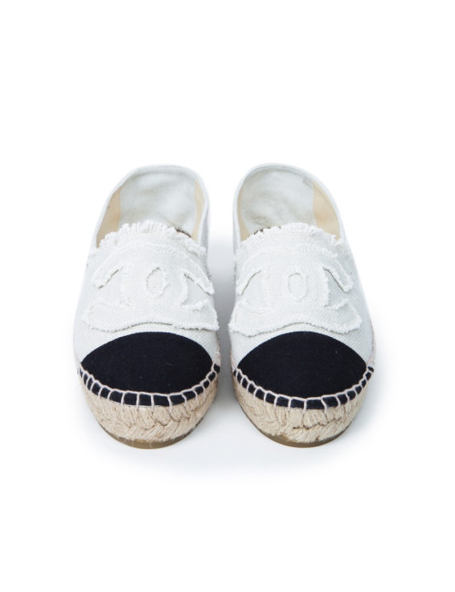 Espadrilles CHANEL T 35 toile bicolore