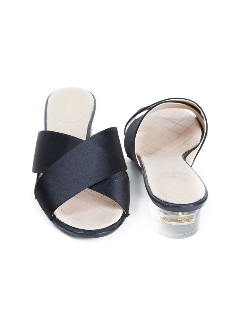 Mules CHANEL satin de soie T36,5