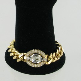 CHRISTIAN DIOR gold Crystal chain bracelet