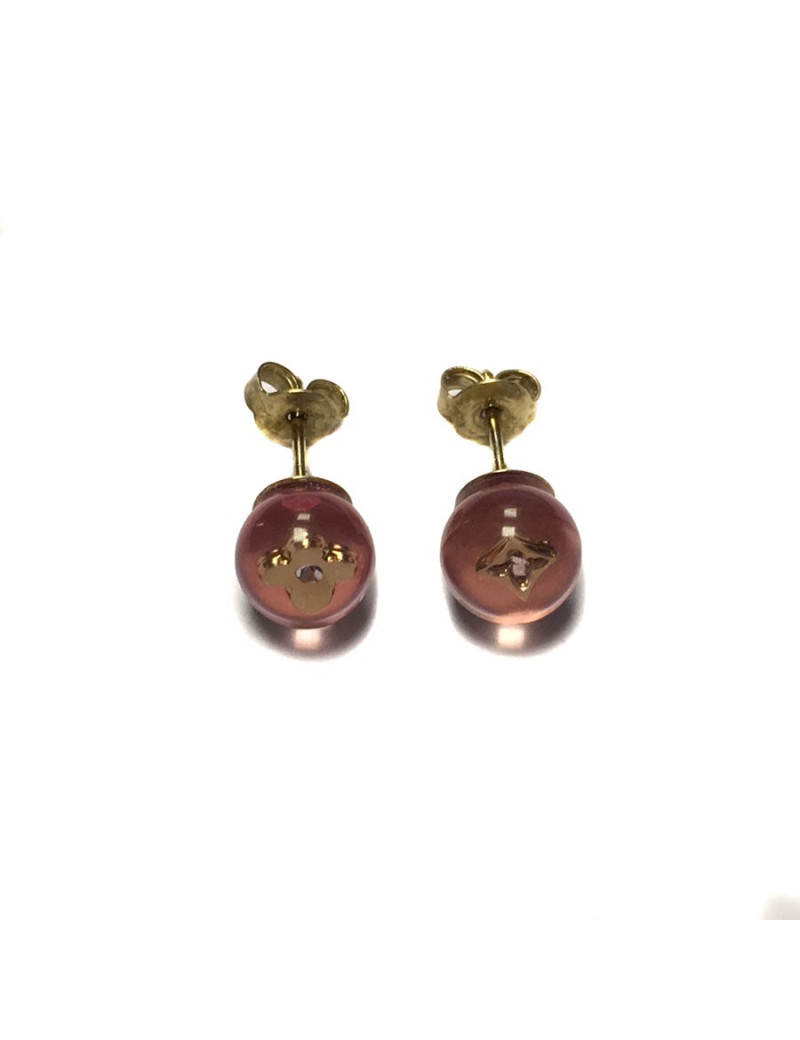 Boucles d'oreille clous LOUIS VUITTON en plexi rose