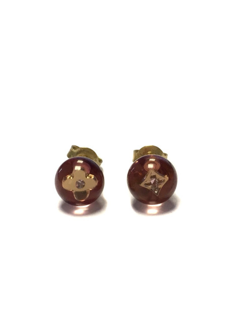 Boucles d'oreille clous LOUIS VUITTON en plexi rose