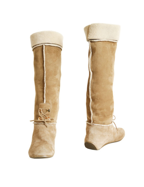 Bottes SERGIO ROSSI T 38,5 en daim naturel