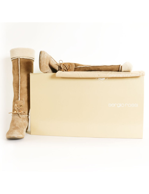 Bottes SERGIO ROSSI T 38,5 en daim naturel