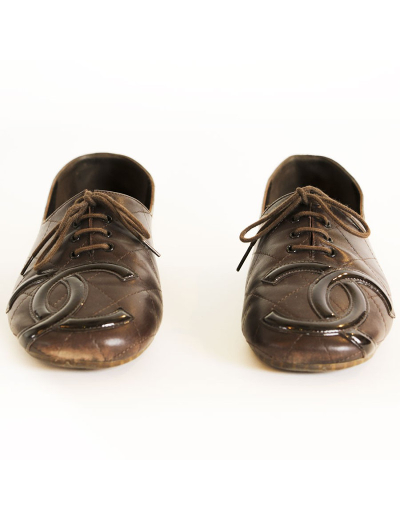 Brown quilted leather CHANEL Ballet flats