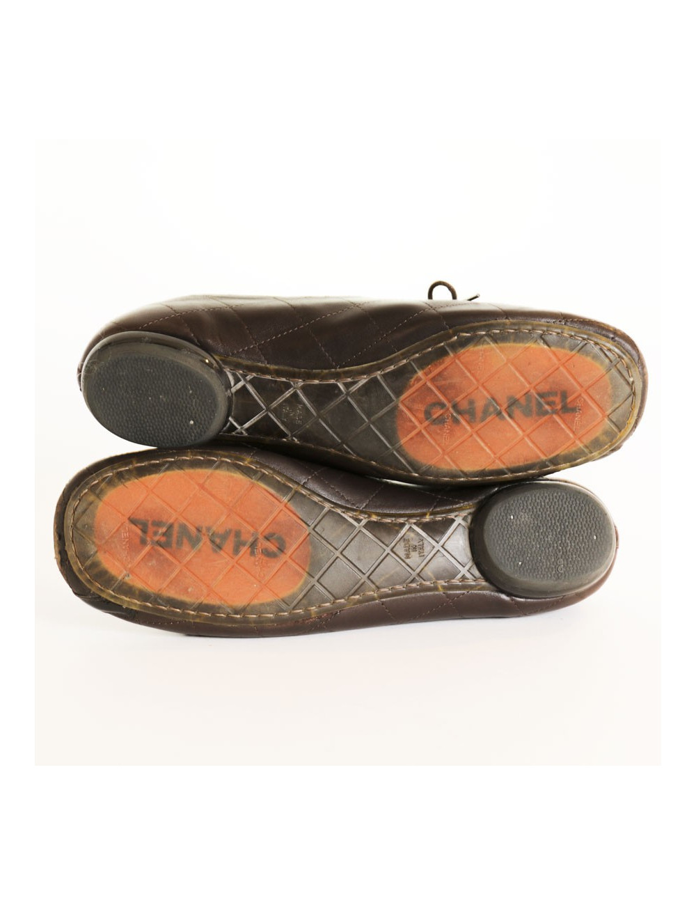 Brown quilted leather CHANEL Ballet flats