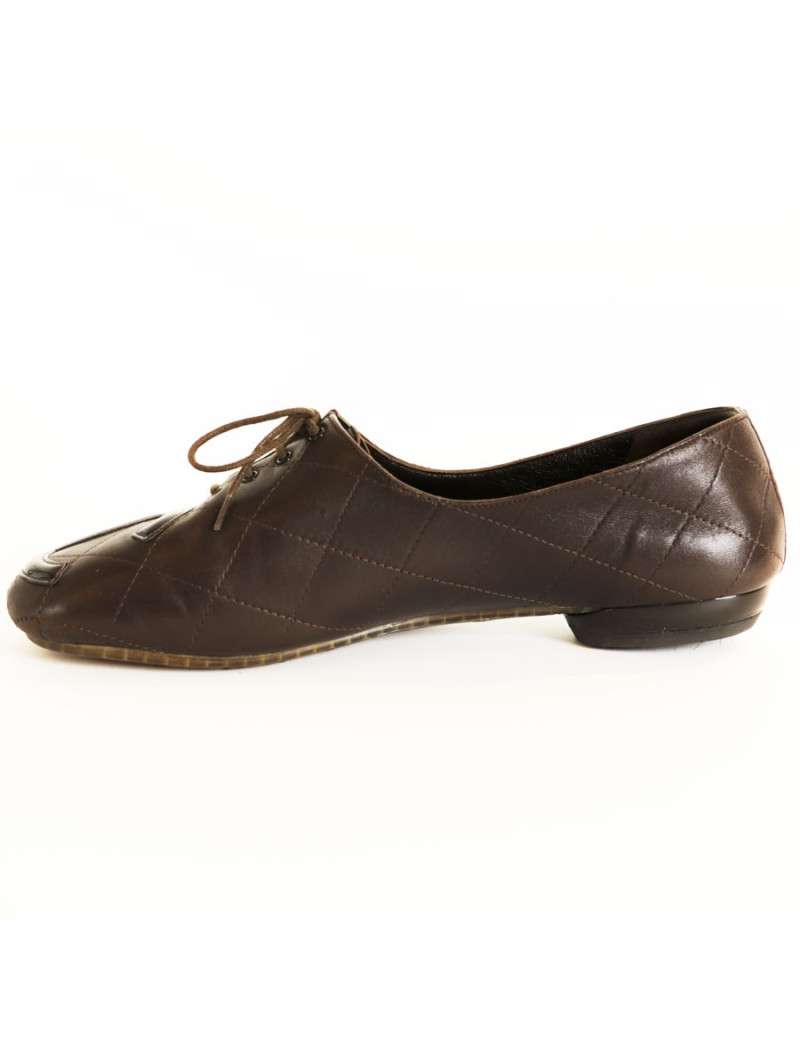 Brown quilted leather CHANEL Ballet flats