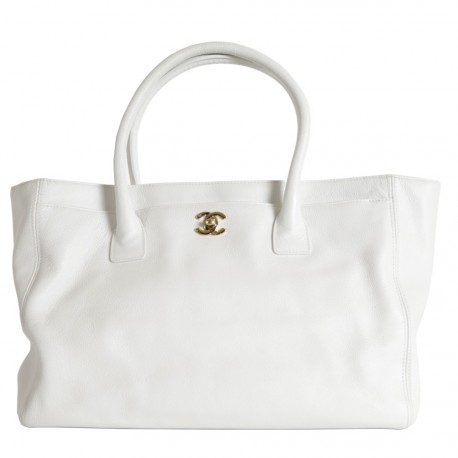 CHANEL white grained leather bag - VALOIS VINTAGE PARIS