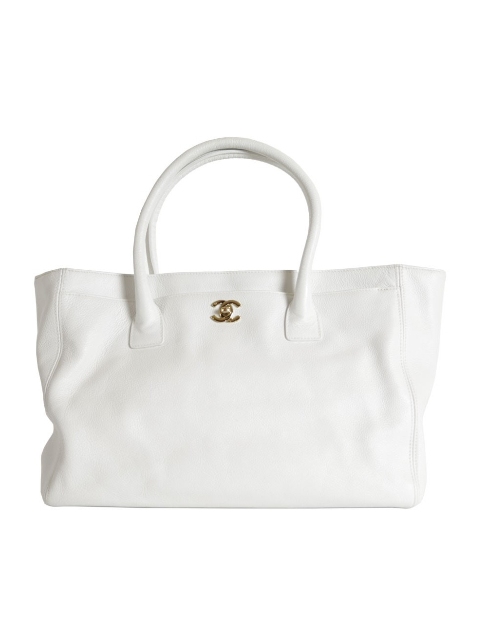 Sac CHANEL en cuir grainé blanc
