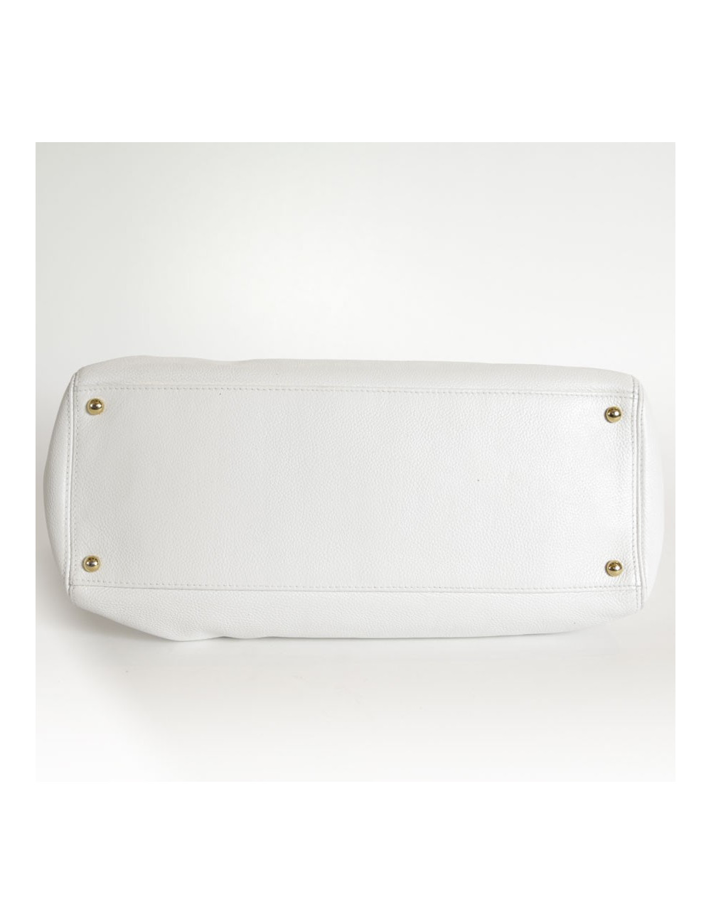 CHANEL white grained leather bag