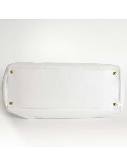 Sac CHANEL en cuir grainé blanc