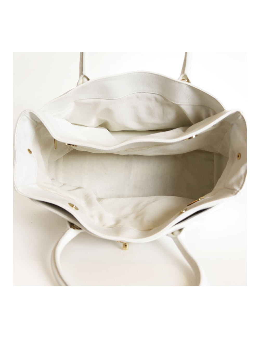 Sac CHANEL en cuir grainé blanc