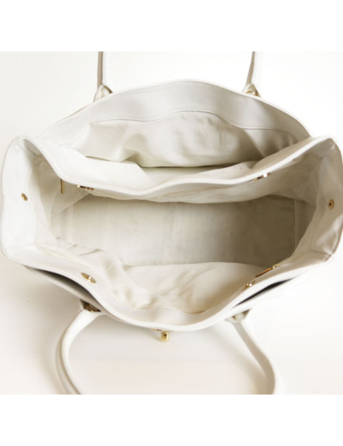 Sac CHANEL en cuir grainé blanc