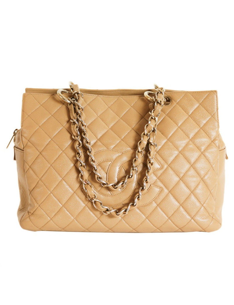 Sac cabas CHANEL cuir grainé gold
