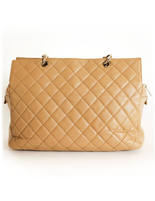 Sac cabas CHANEL cuir grainé gold