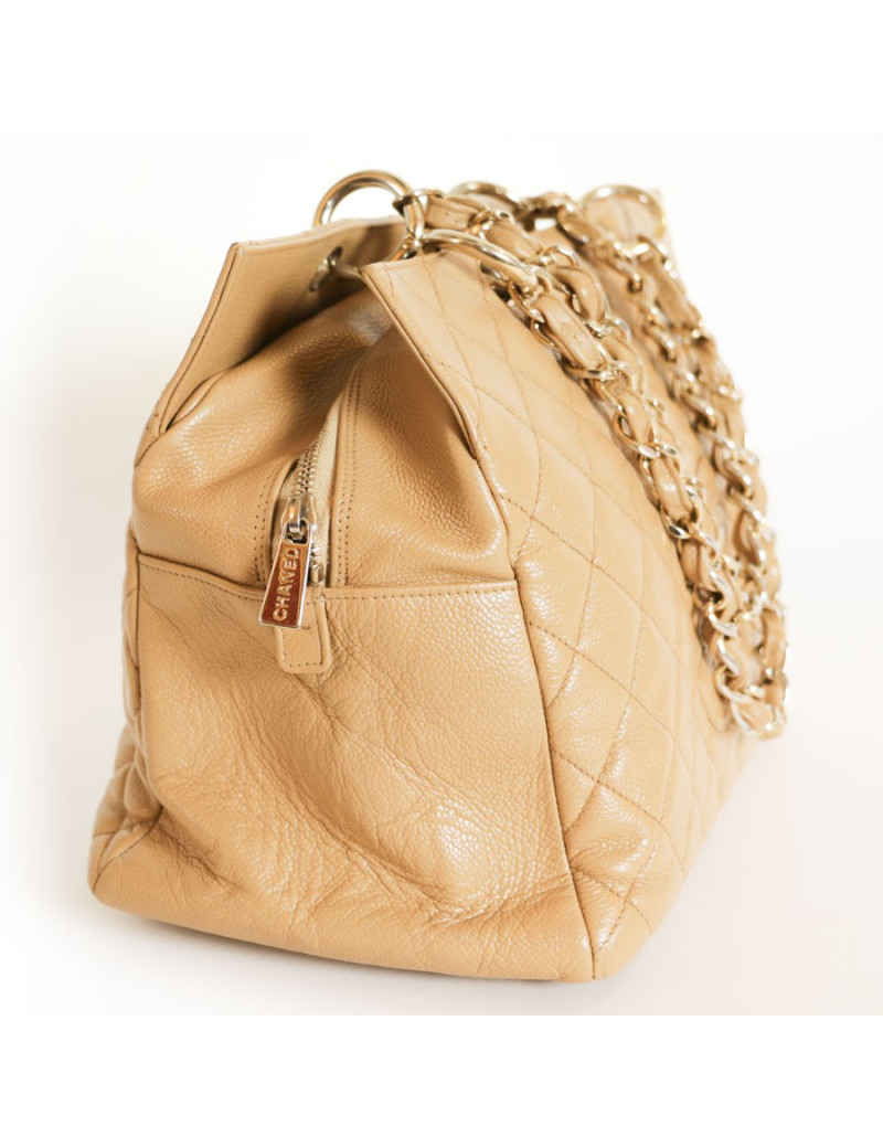 CHANEL caviar camel leather tote bag
