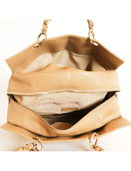 Sac cabas CHANEL cuir grainé gold