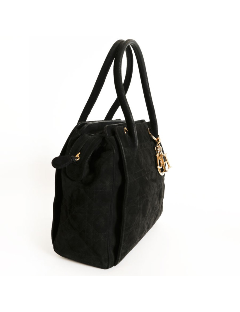 DIOR caning Black Suede bag