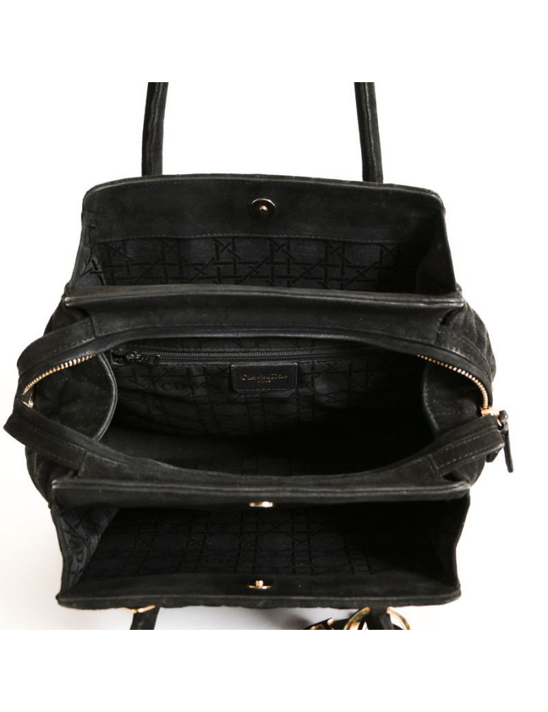 DIOR caning Black Suede bag