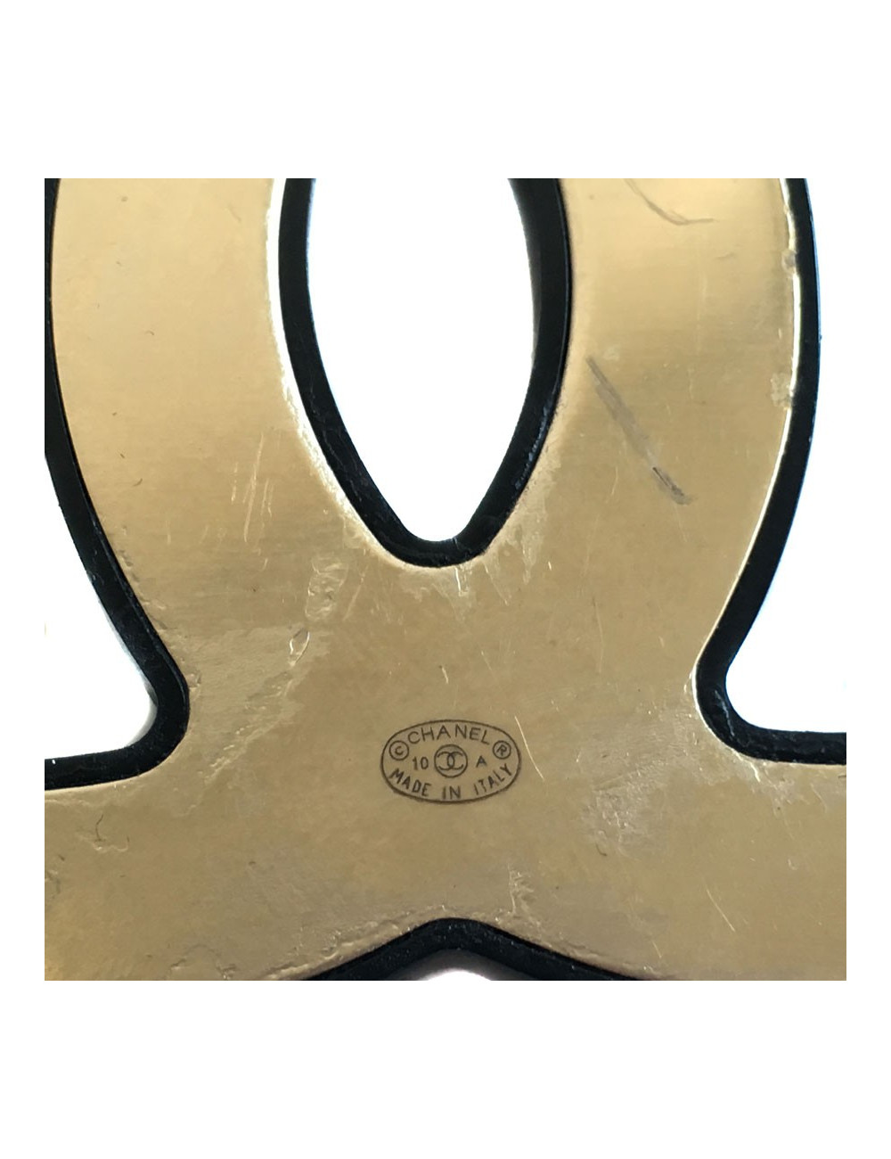 CHANEL black enamel brooch