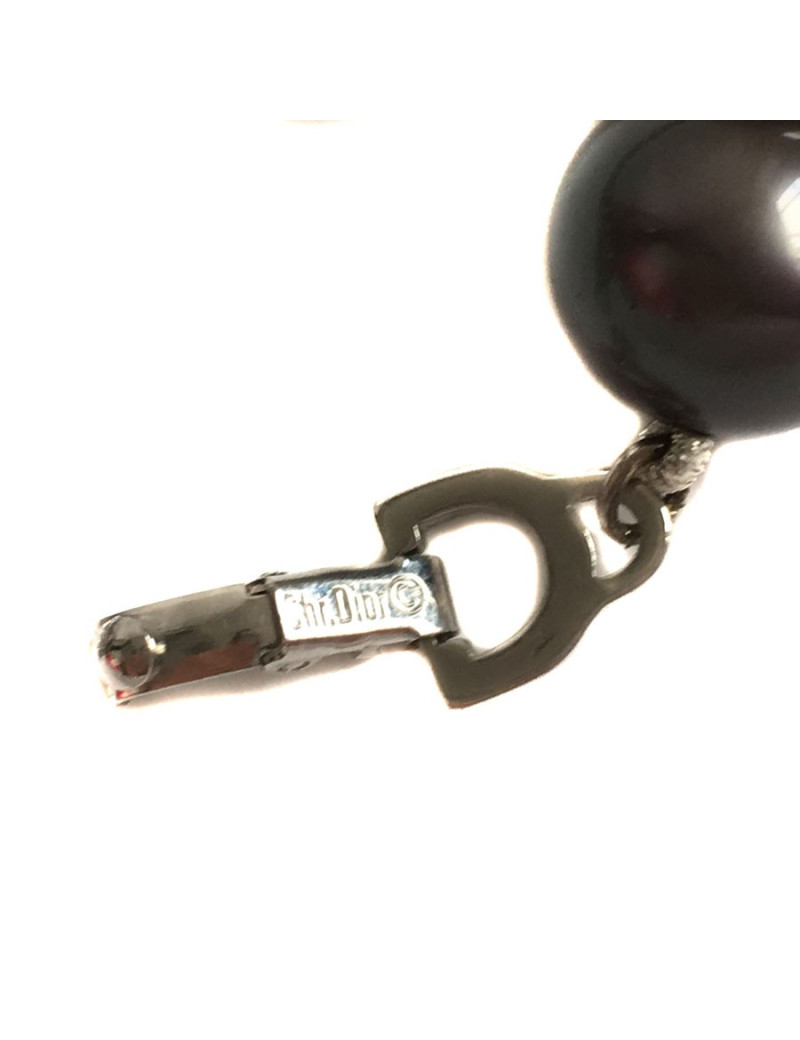 Collier CHRISTIAN DIOR en perles nacrées grises Vintage