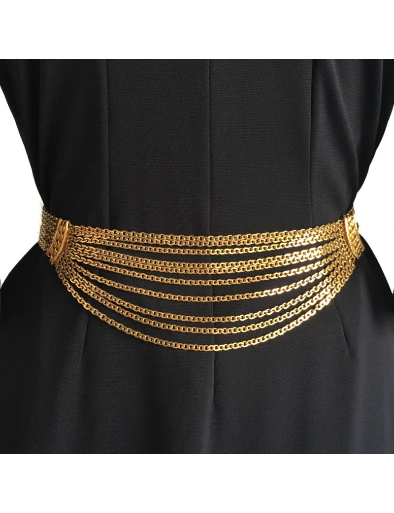 CHANEL belt chains 8 rows Golden
