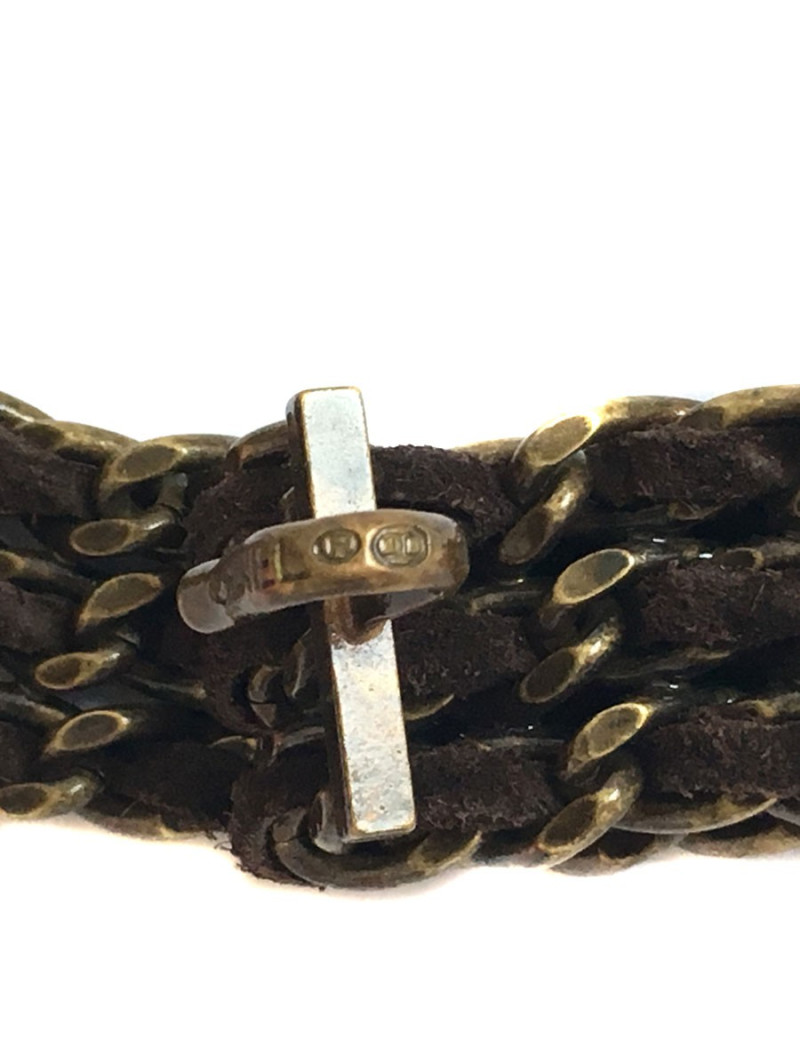 Ceinture CHANEL 3 rangs chaine et cuir marron