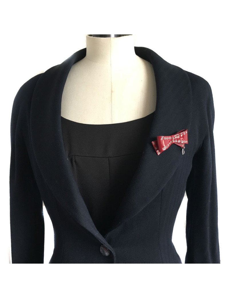 Broche DIOR nœud bordeaux 