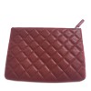 CHANEL Burgundy quilted leather pouch