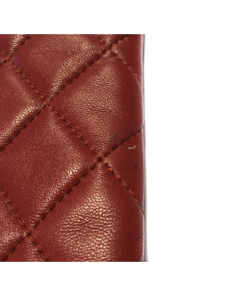 CHANEL Burgundy quilted leather pouch