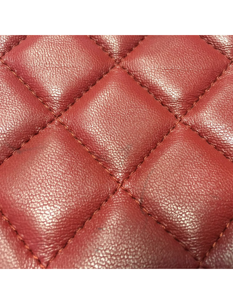 CHANEL Burgundy quilted leather pouch