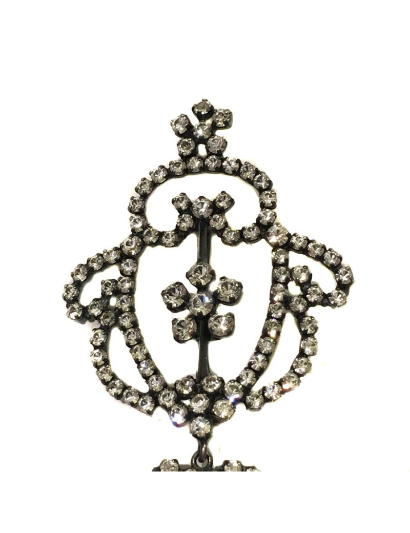 Broche CHRISTIAN DIOR en ruthénium et strass
