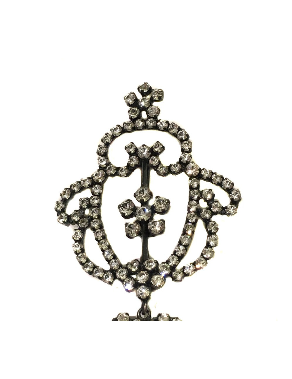 CHRISTIAN DIOR brooch in ruthenium and rhinestones
