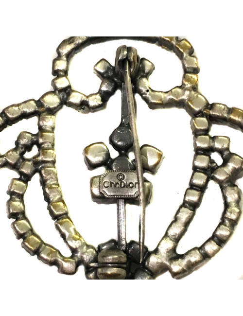CHRISTIAN DIOR brooch in ruthenium and rhinestones