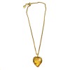 YVES SAINT LAURENT Heart Pendant Necklace in Gilded Metal and Plexiglass