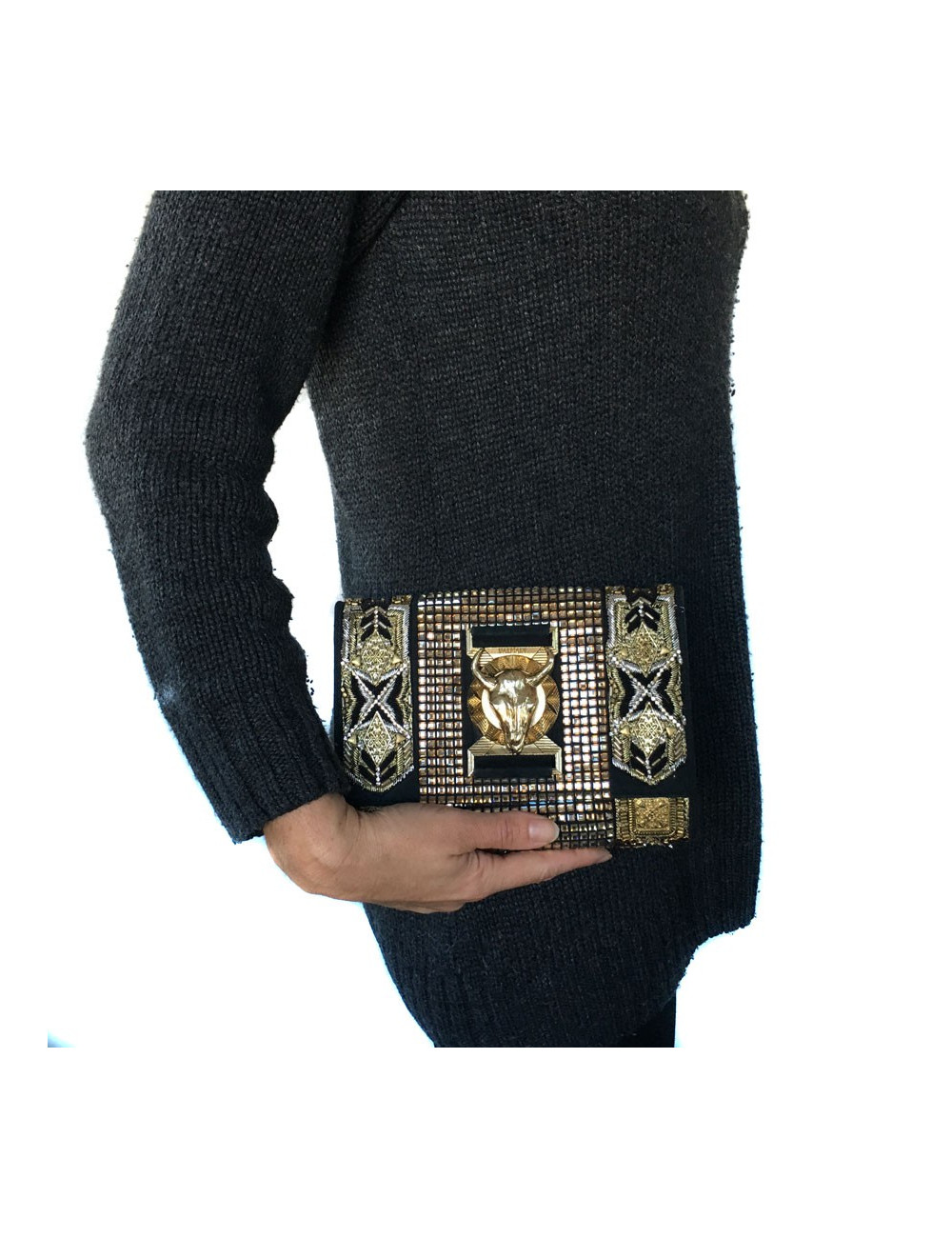 Pochette  du soir BALMAIN brodée or