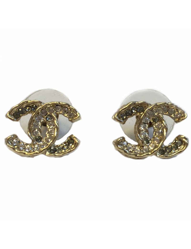 Boucles d'oreille clous CHANEL strass collection croisière 2013